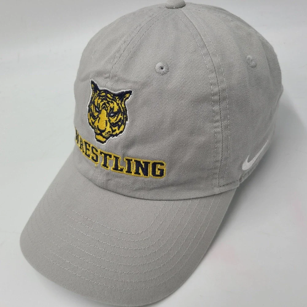 Nike Hat Strapback Gray Yellow Wrestling Tiger Logo Heritage86 Casual Cotton Men